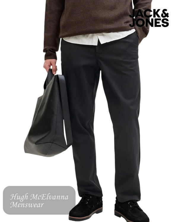 Jack & Jones Men's Black Regular Fit Chinos - Hugh McElvanna Menswear