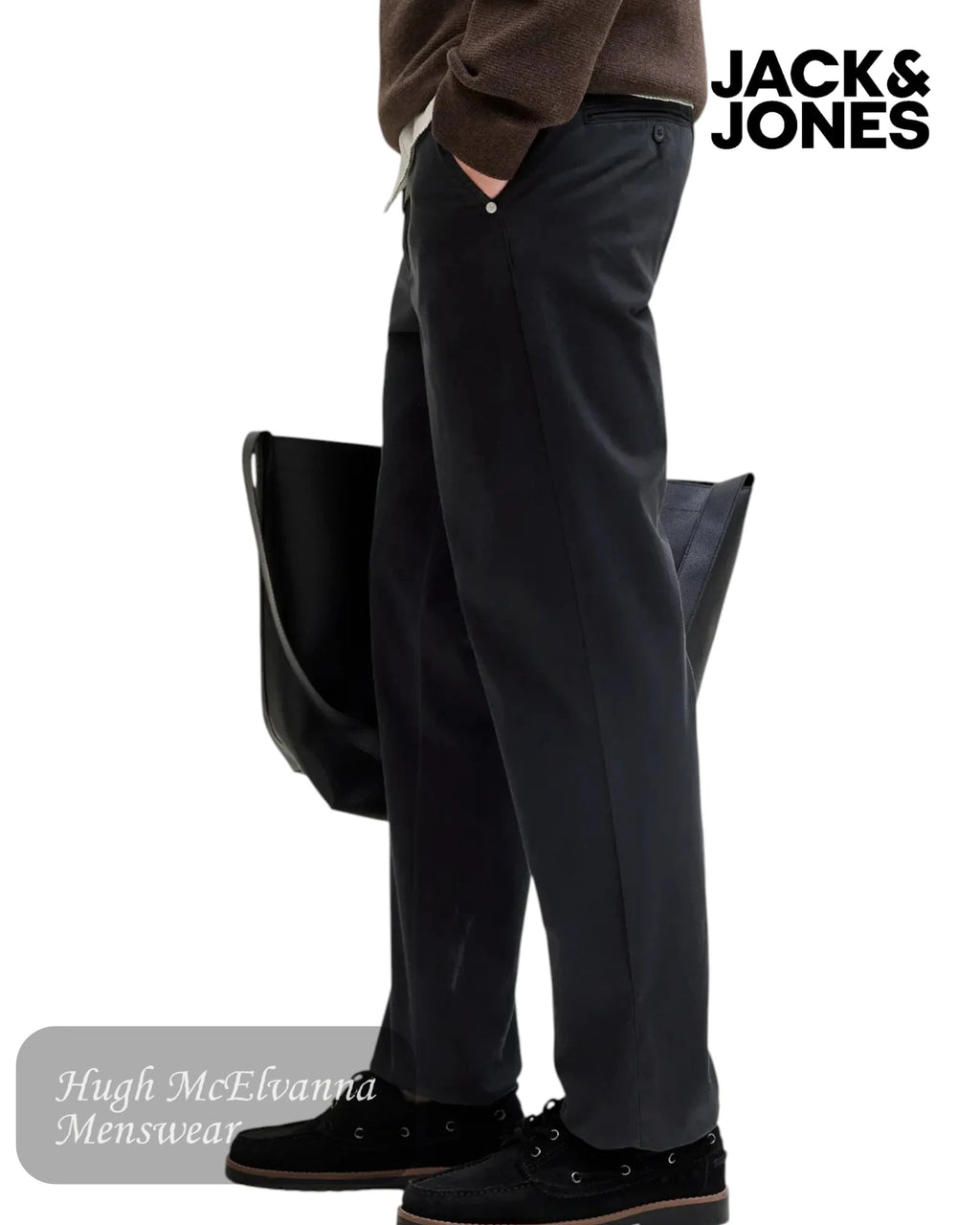 Jack & Jones Men's Black Regular Fit Chinos - Hugh McElvanna Menswear