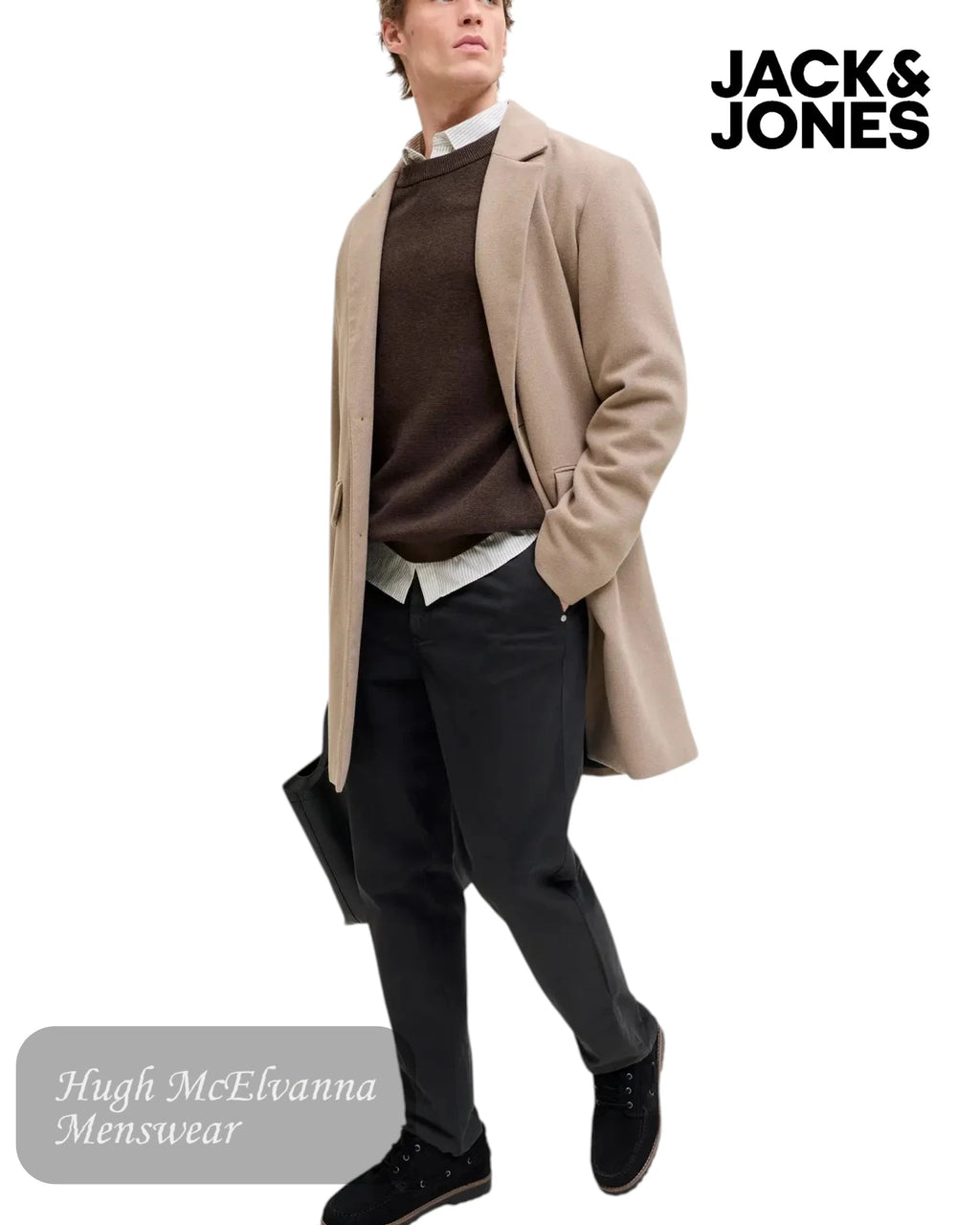 Jack & Jones Men's Black Regular Fit Chinos - Hugh McElvanna Menswear