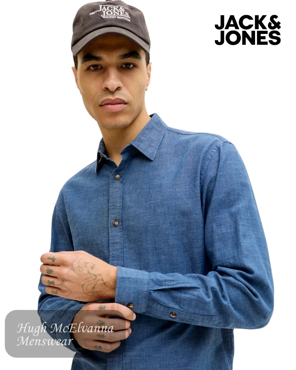 Jack & Jones Men's Blue Linen Blend Shirt - Hugh McElvanna Menswear