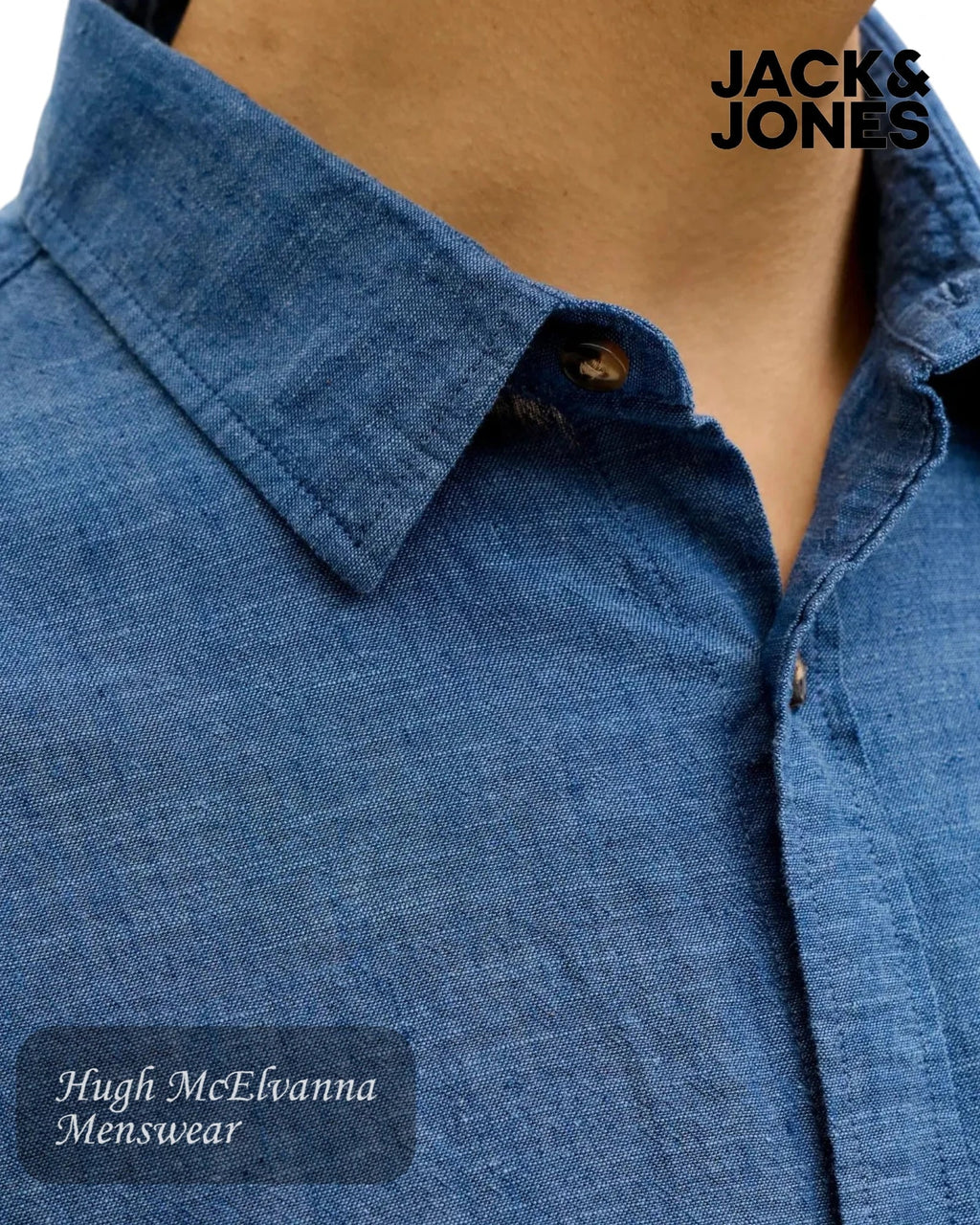 Jack & Jones Men's Blue Linen Blend Shirt - Hugh McElvanna Menswear