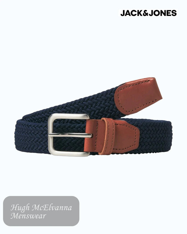 Jack & Jones Men's Braided Woven Elastic Belt - Hugh McElvanna Menswear