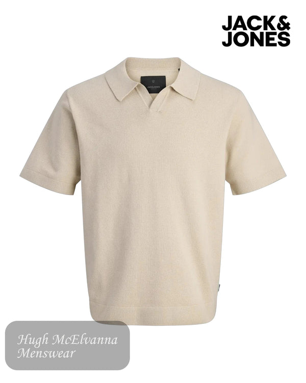 Jack & Jones Men's Flat Knit Split Neck Polo Shirt - Hugh McElvanna Menswear