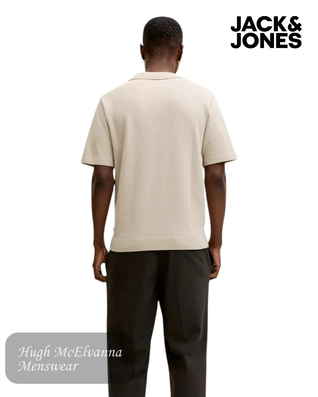 Jack & Jones Men's Flat Knit Split Neck Polo Shirt - Hugh McElvanna Menswear
