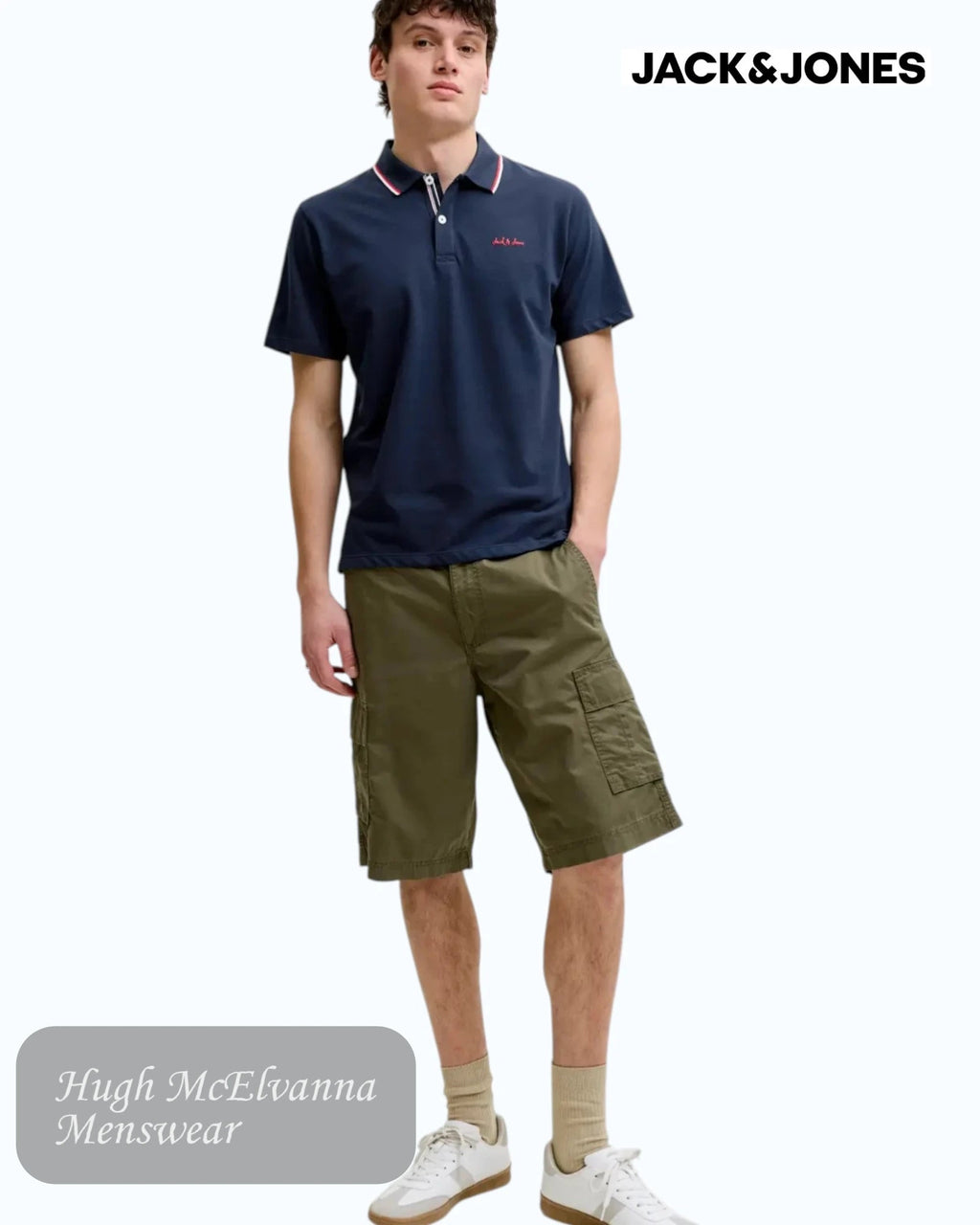 Jack & Jones Men's Navy Blazer Piqué Polo Shirt - Hugh McElvanna Menswear