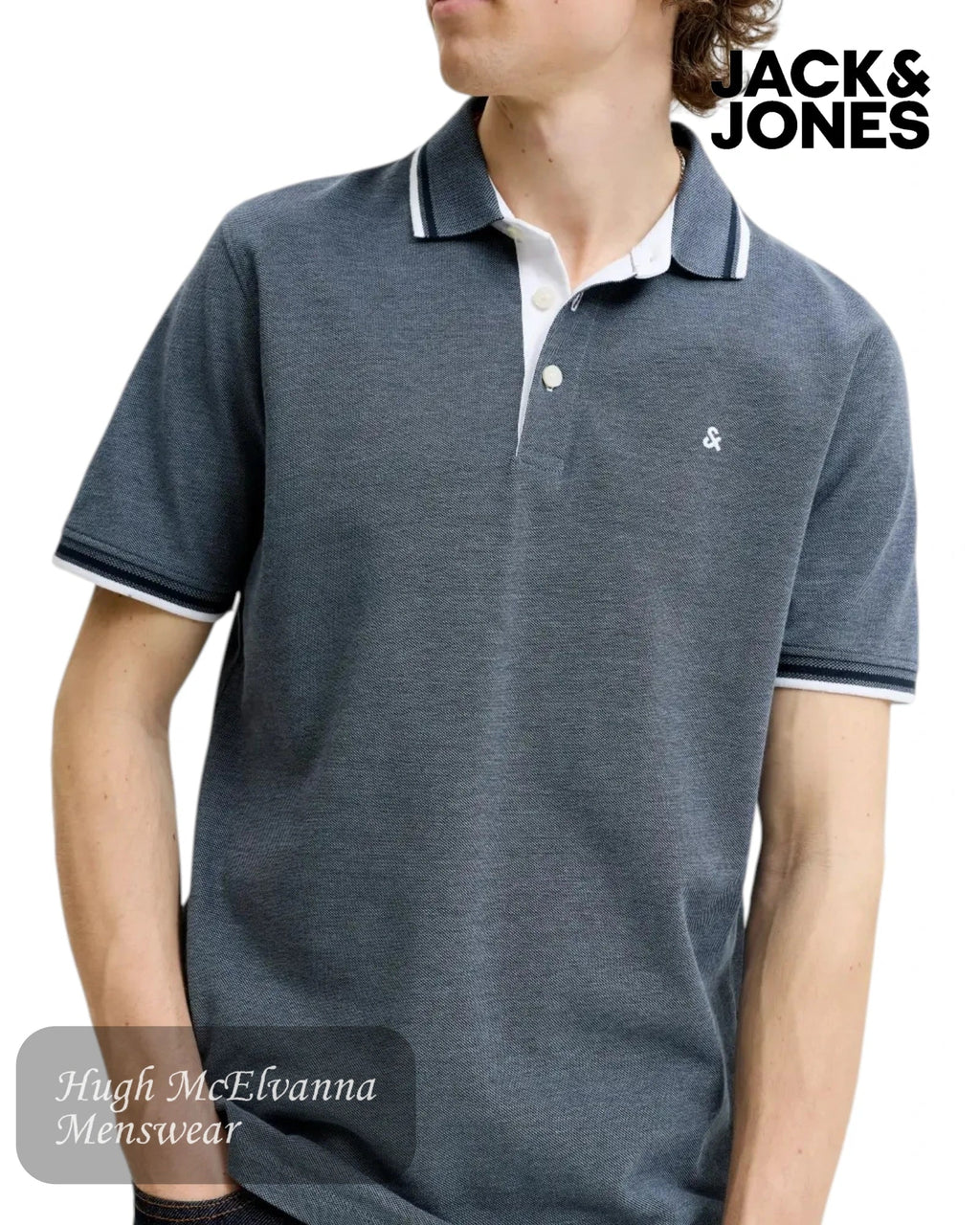 Jack & Jones Men's Slim Fit Organic Cotton Polo Shirt - Hugh McElvanna Menswear