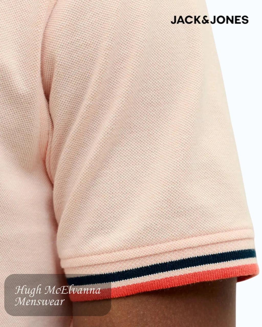 Jack & Jones Paulos Organic Cotton Polo | Beach Sand & Sunset Orange - Hugh McElvanna Menswear