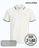 Jack & Jones Paulos Organic Cotton Polo | Cloud Dancer & Verdant Green - Hugh McElvanna Menswear