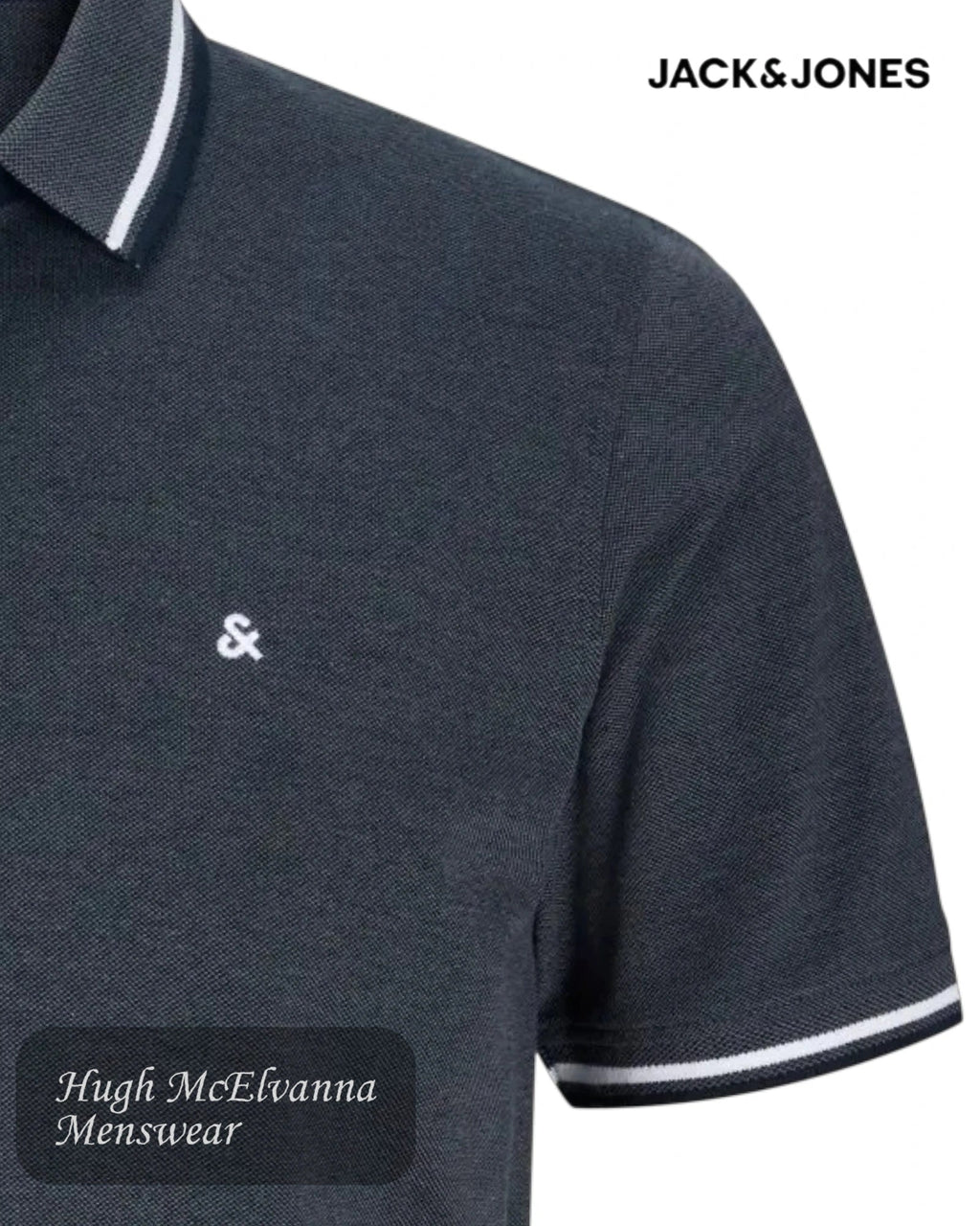 Jack & Jones Paulos Organic Cotton Polo | Turbulence Grey - Hugh McElvanna Menswear