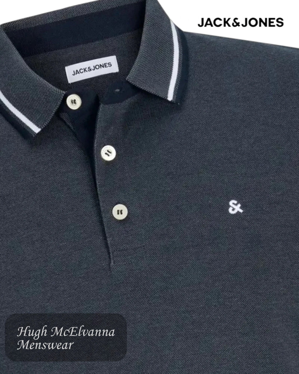 Jack & Jones Paulos Organic Cotton Polo | Turbulence Grey - Hugh McElvanna Menswear