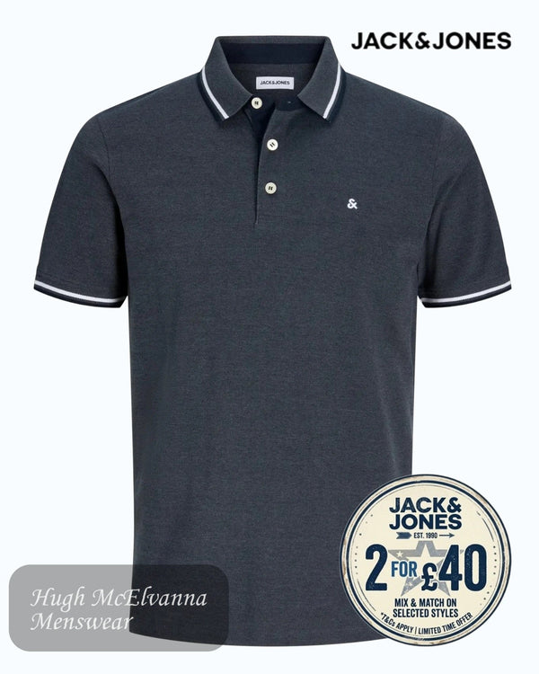 Jack & Jones Paulos Organic Cotton Polo | Turbulence Grey - Hugh McElvanna Menswear