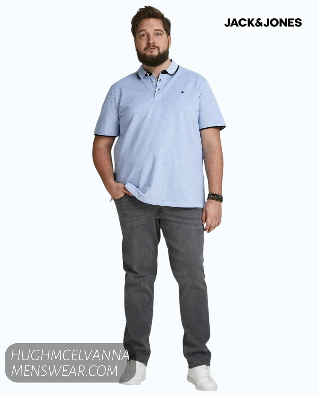 Jack & Jones Plus Size Paulos Polo Shirt – Bright Cobalt - Hugh McElvanna Menswear