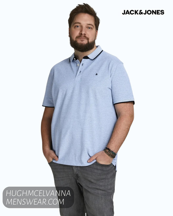 Jack & Jones Plus Size Paulos Polo Shirt – Bright Cobalt - Hugh McElvanna Menswear