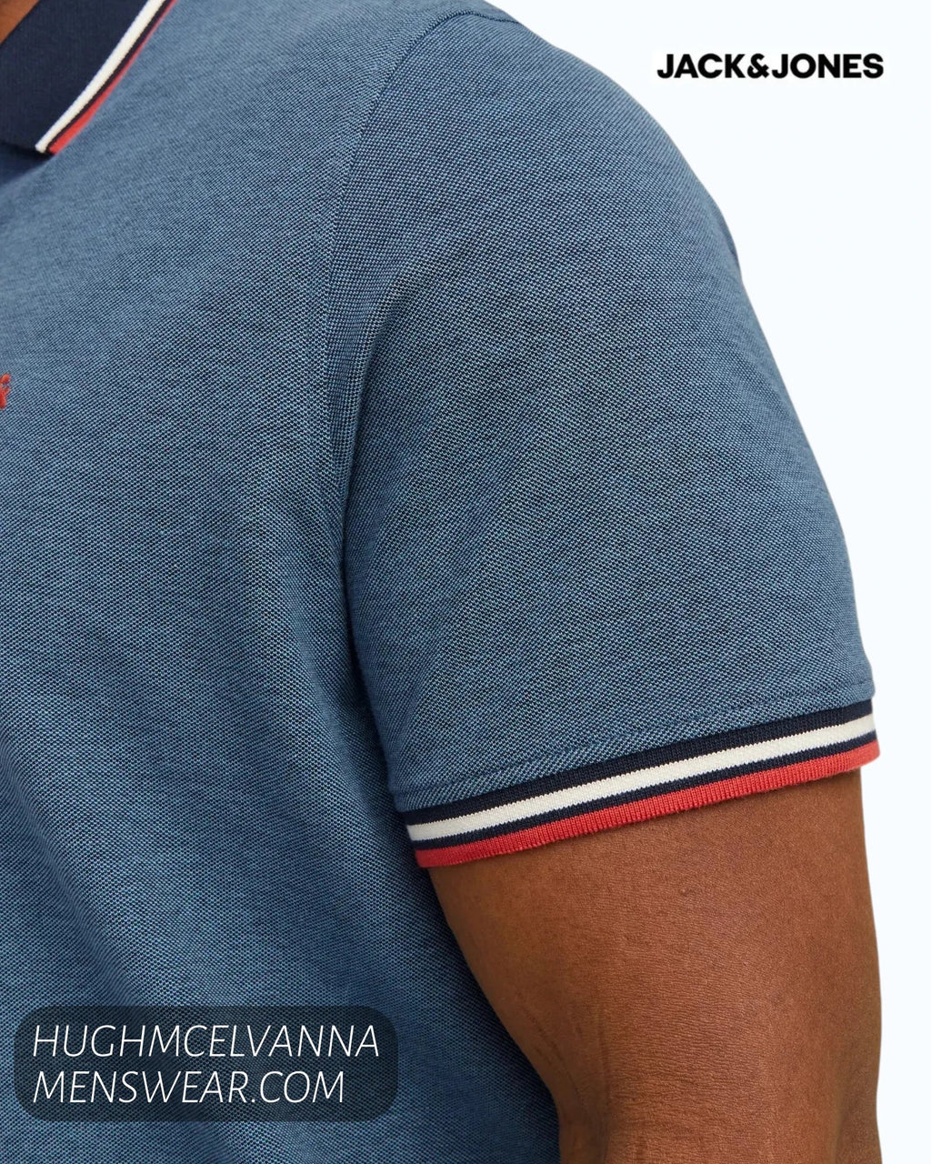 Jack & Jones Plus Size Paulos Polo Shirt – Denim Blue - Hugh McElvanna Menswear