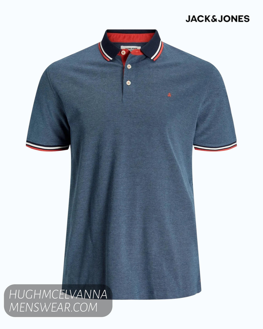 Jack & Jones Plus Size Paulos Polo Shirt – Denim Blue - Hugh McElvanna Menswear