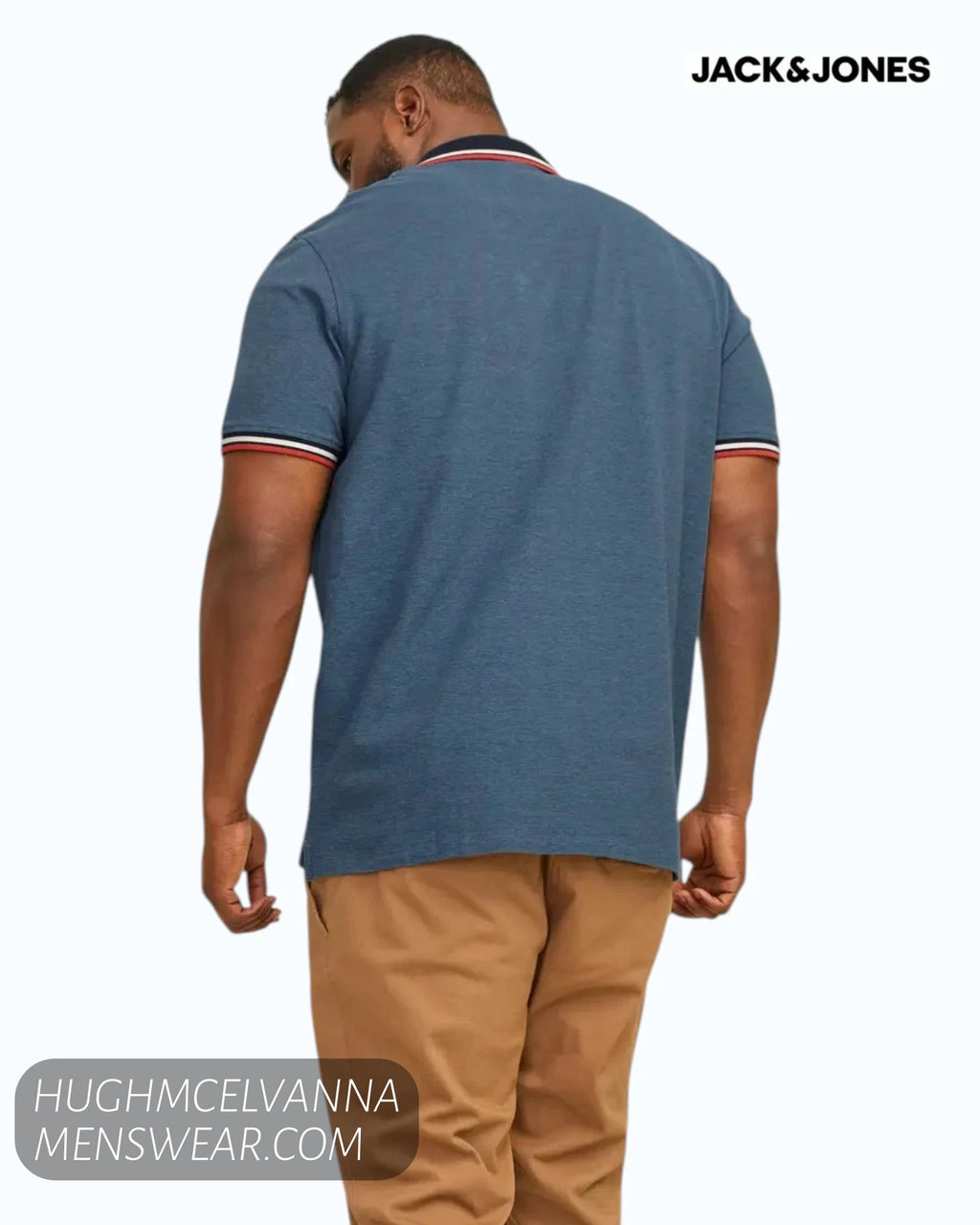 Jack & Jones Plus Size Paulos Polo Shirt – Denim Blue - Hugh McElvanna Menswear