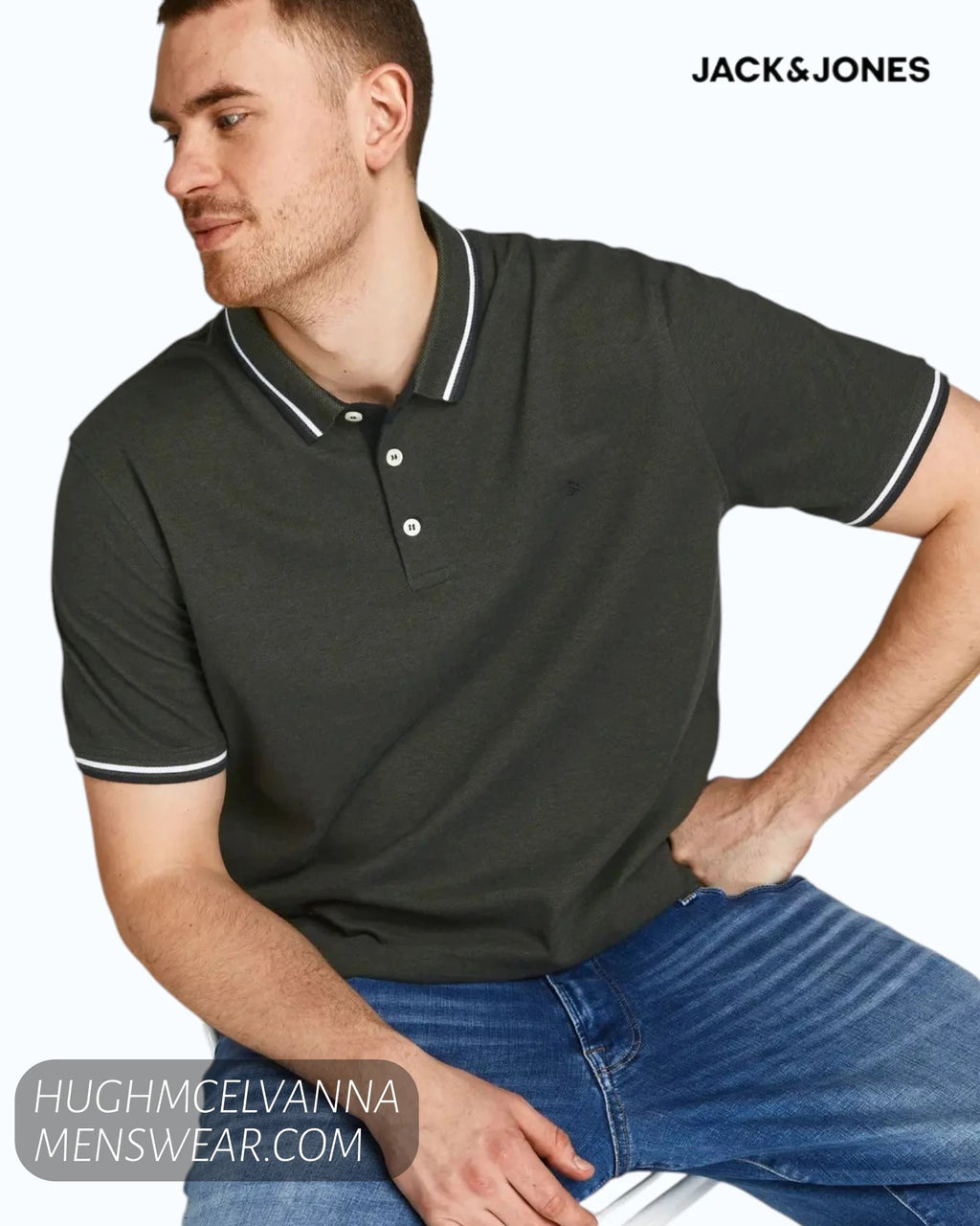 Jack & Jones Plus Size Paulos Polo Shirt – Forest Night Green - Hugh McElvanna Menswear
