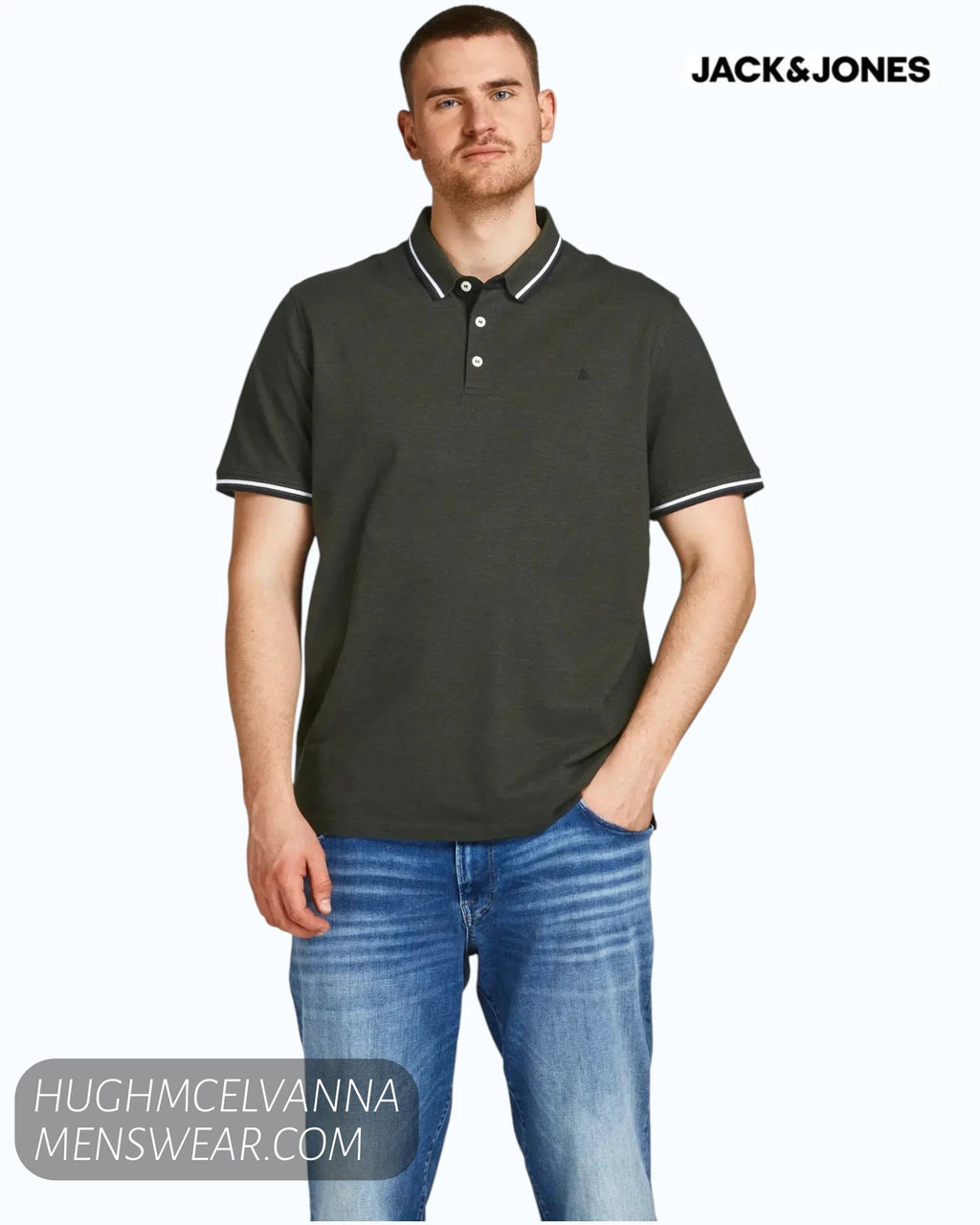 Jack & Jones Plus Size Paulos Polo Shirt – Forest Night Green - Hugh McElvanna Menswear