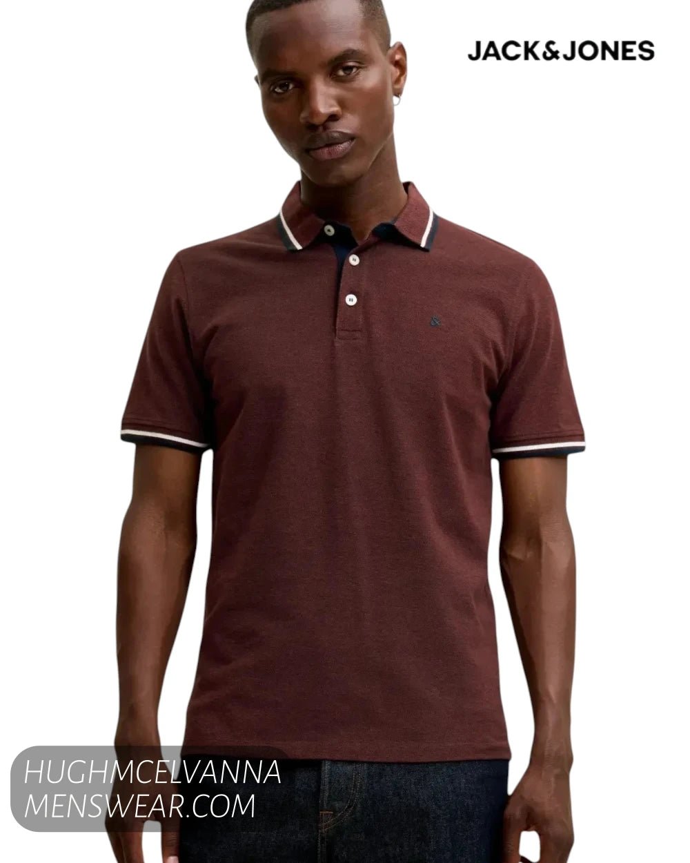 Jack & Jones Polo JJEPAULOS Short-Sleeve - Fired Brick PLAY - Hugh McElvanna Menswear