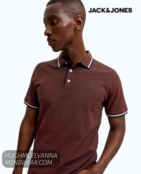 Jack & Jones Polo JJEPAULOS Short-Sleeve - Fired Brick PLAY - Hugh McElvanna Menswear