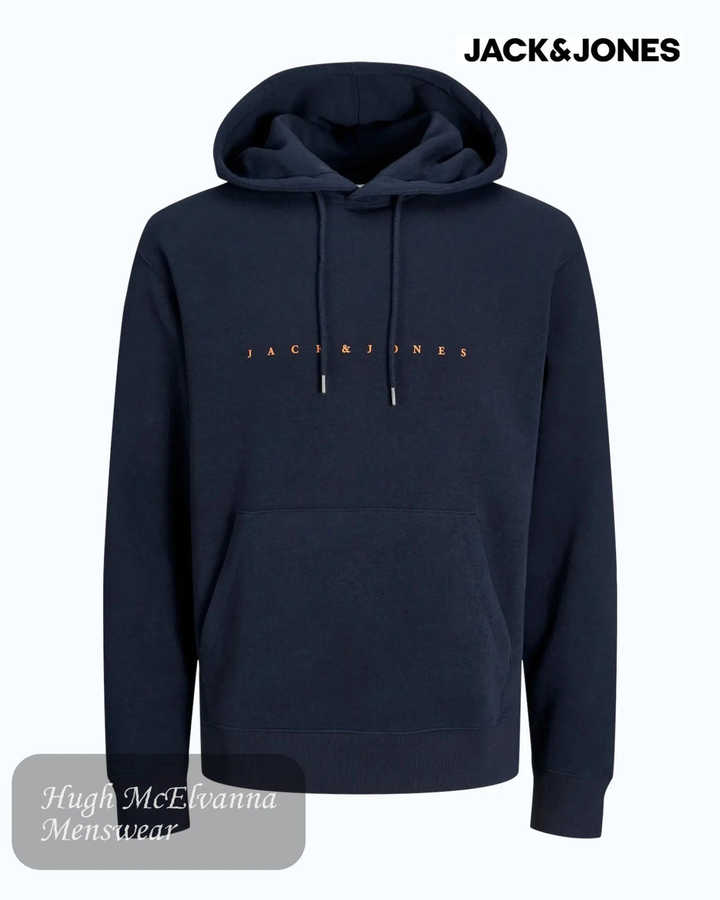 Jack & Jones Relaxed Fit Logo Hoodie | Navy - Hugh McElvanna Menswear
