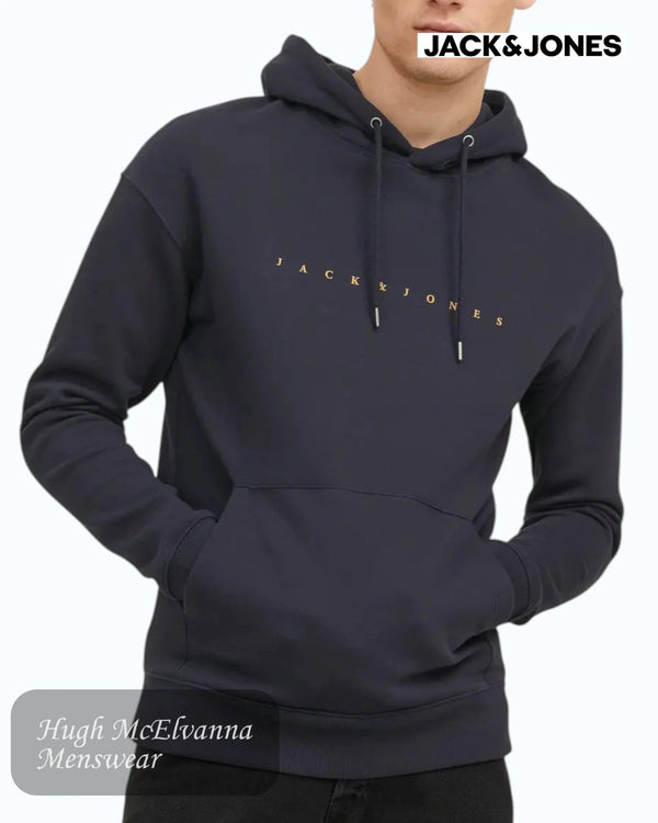 Jack & Jones Relaxed Fit Logo Hoodie | Navy - Hugh McElvanna Menswear