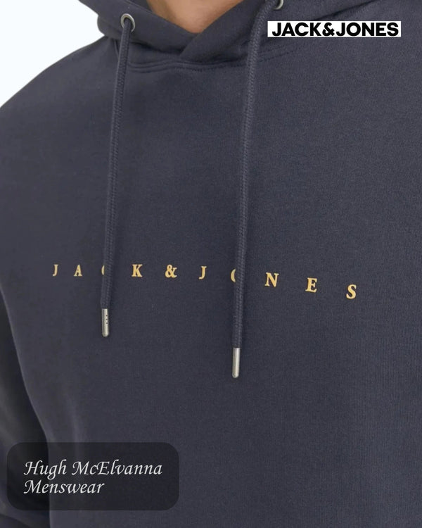 Jack & Jones Relaxed Fit Logo Hoodie | Navy - Hugh McElvanna Menswear