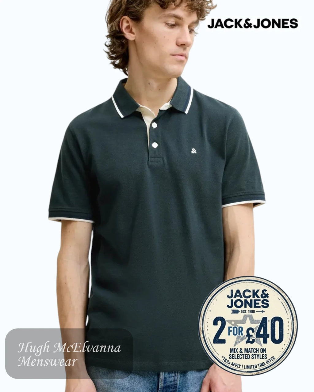 Jack & Jones Tipped Polo Shirts: Timeless Casual Style - Hugh McElvanna Menswear