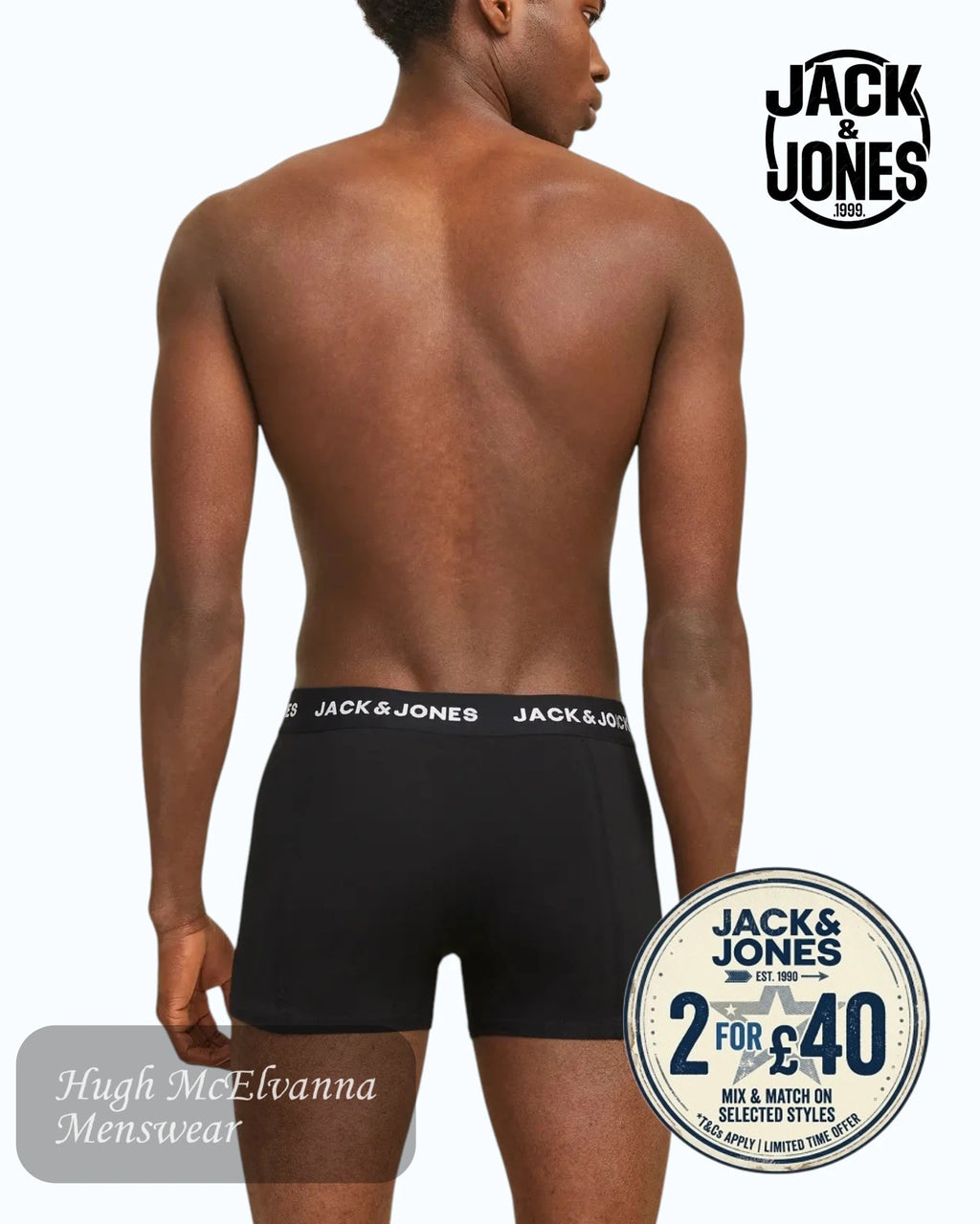 Jack & Jones Trunks 3 - Pack in Black | 12171944 - Hugh McElvanna Menswear