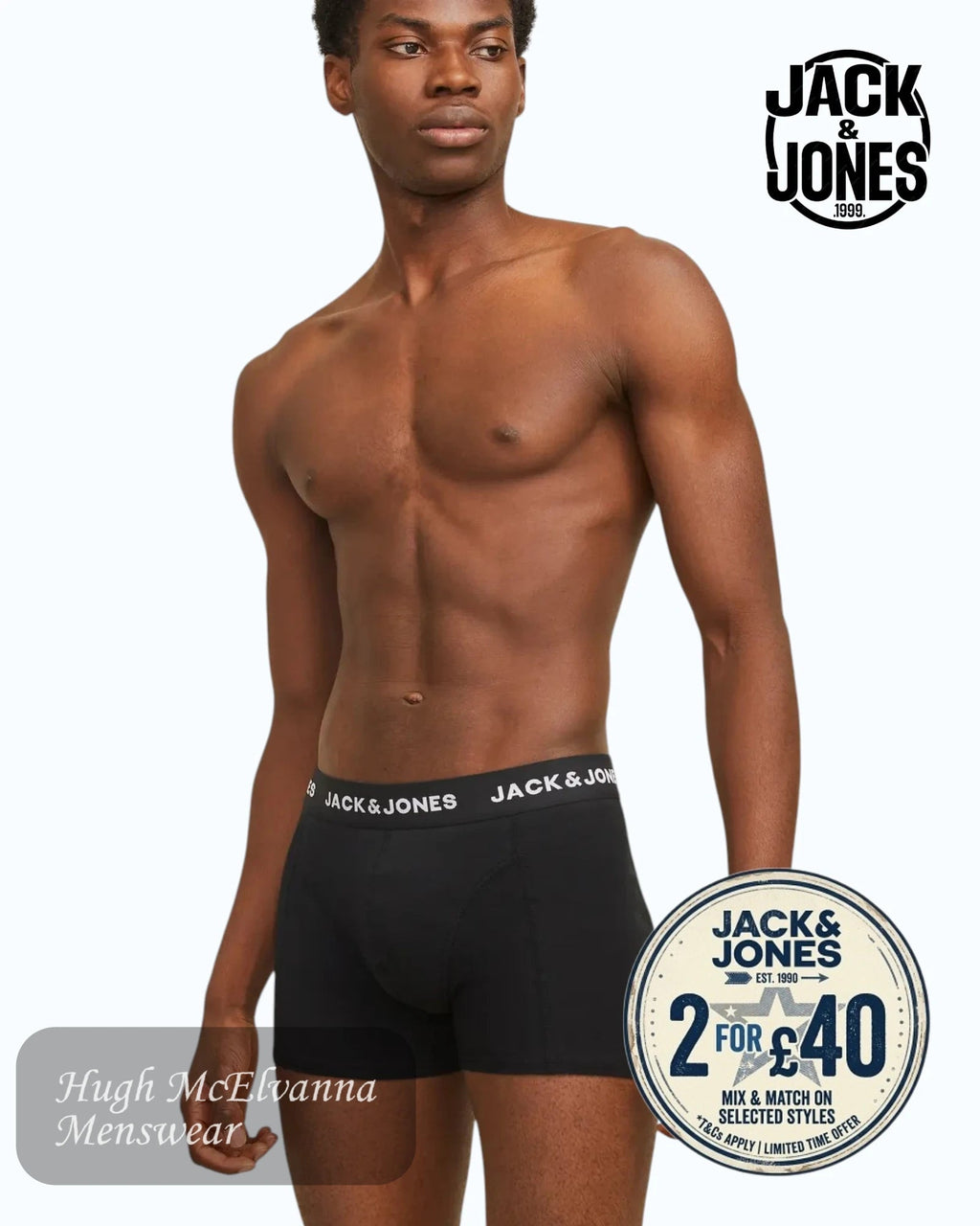 Jack & Jones Trunks 3 - Pack in Black | 12171944 - Hugh McElvanna Menswear