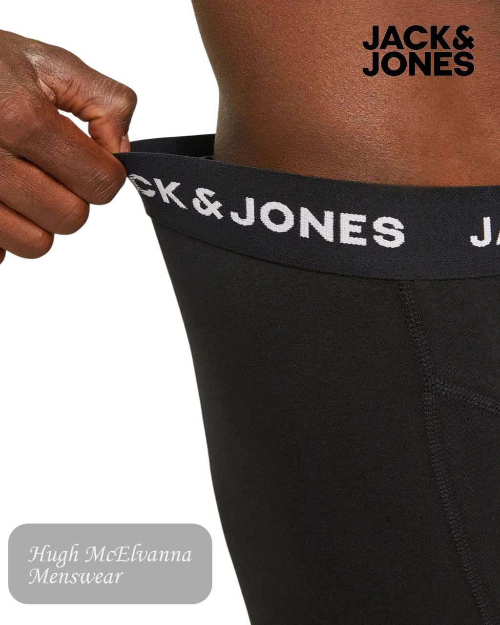 Jack & Jones Trunks 3 - Pack in Black - Hugh McElvanna Menswear