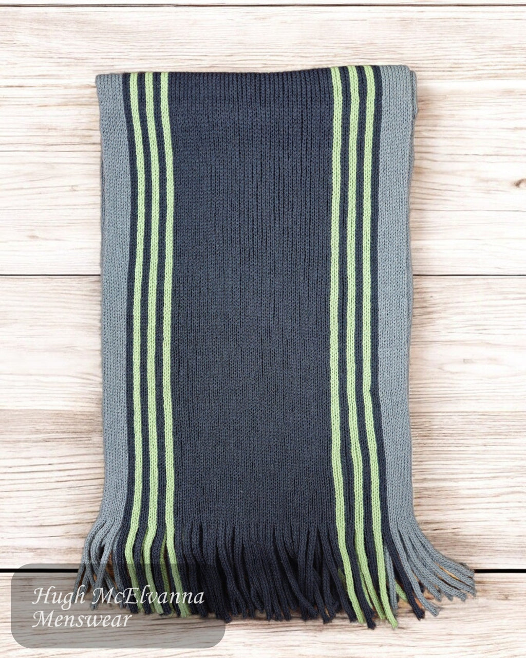 JOHN Charcoal - Green Wool Scarf - Hugh McElvanna Menswear