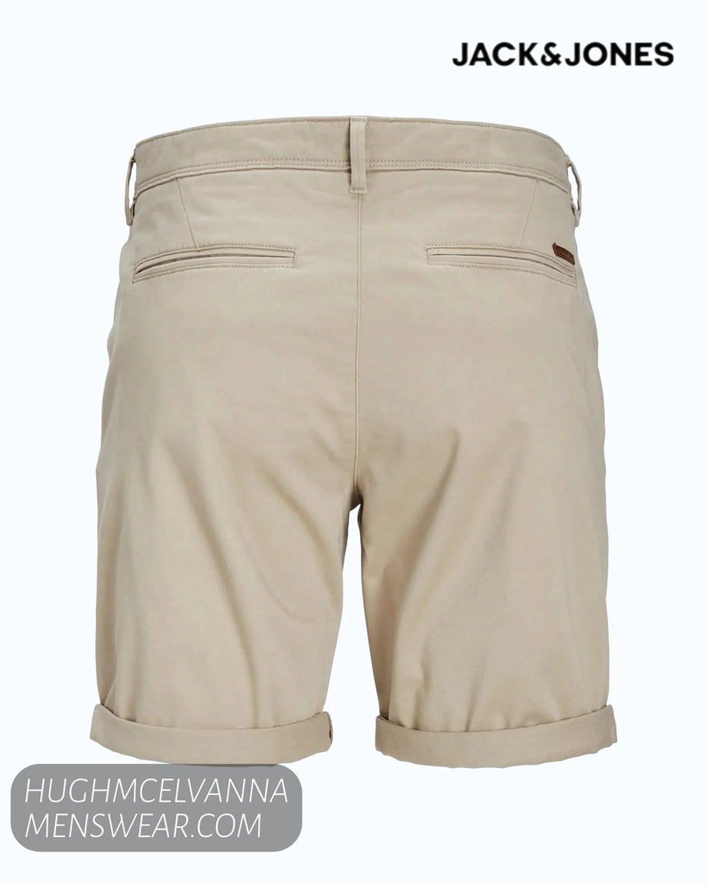 JPSTBOWIE Solid Regular Fit Chino Shorts | Fawn & Navy - Hugh McElvanna Menswear