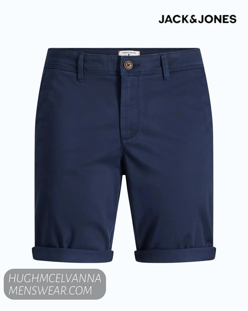 JPSTBOWIE Solid Regular Fit Chino Shorts | Fawn & Navy - Hugh McElvanna Menswear