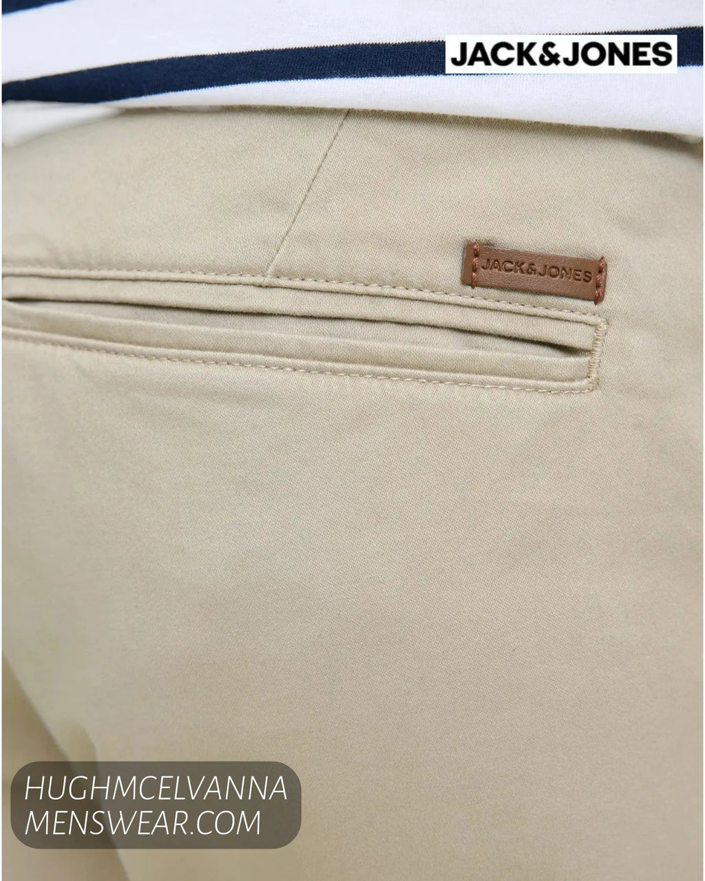 JPSTBOWIE Solid Regular Fit Chino Shorts | Fawn & Navy - Hugh McElvanna Menswear