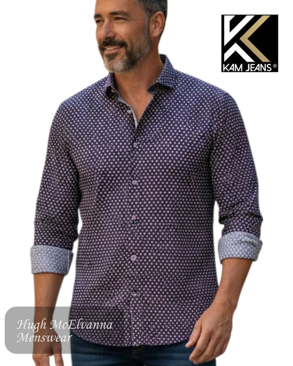 Kam Jeans Navy Long Sleeve Shirt (King Size) | KBS6211LS - Hugh McElvanna Menswear