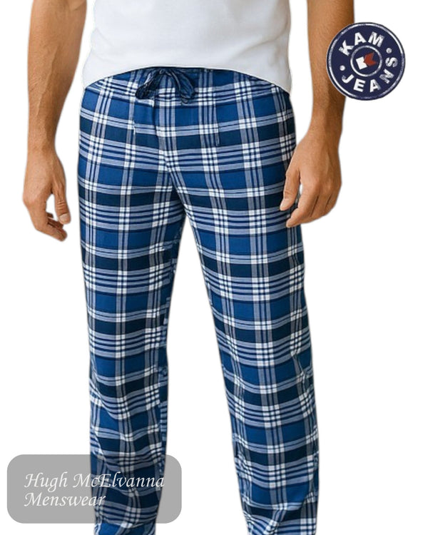 Kam Twin Pack Men's Lounge Bottoms – King Size – Navy & Blue Check - KBS872 - Hugh McElvanna Menswear