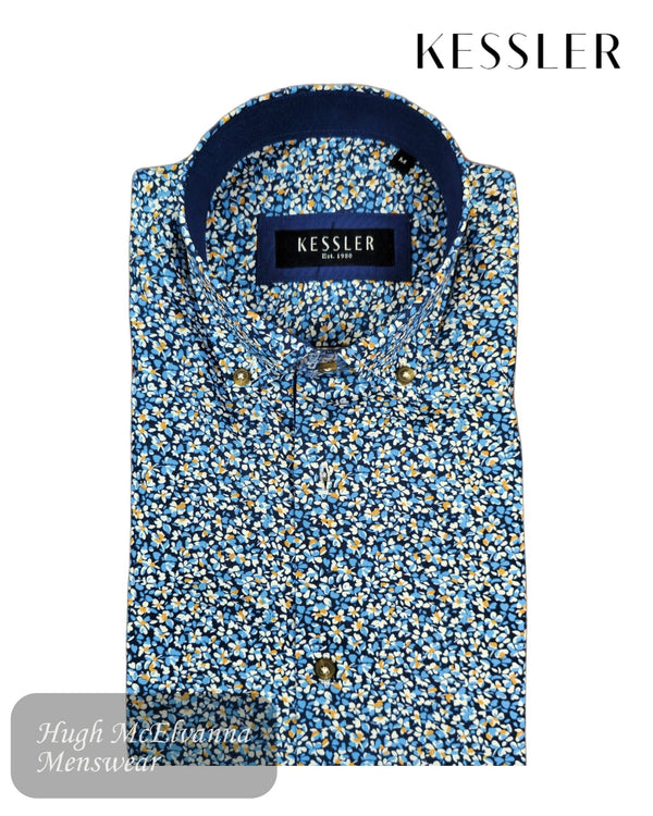 KESSLER Blue Floral Print Shirt - 312v3 - Hugh McElvanna Menswear