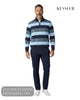 Kessler Quarter Zip Sweatshirt Blue Stripe 25WERAYSR - Hugh McElvanna Menswear - Quarter Zip