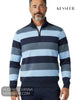 Kessler Quarter Zip Sweatshirt Blue Stripe 25WERAYSR - Hugh McElvanna Menswear - Quarter Zip