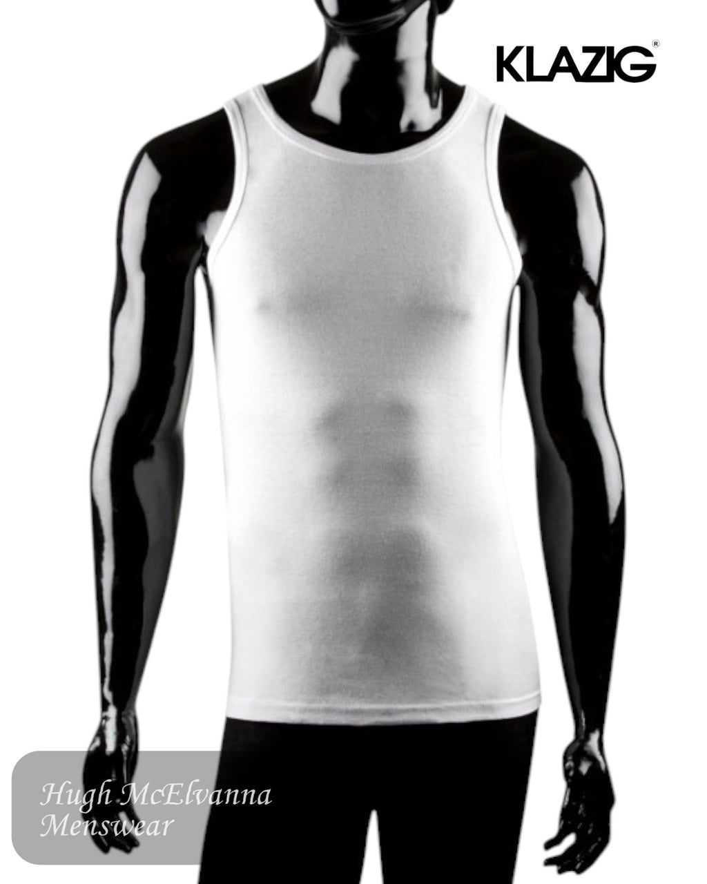 Klazig Men’s White Cotton Singlet – 5015 - Hugh McElvanna Menswear