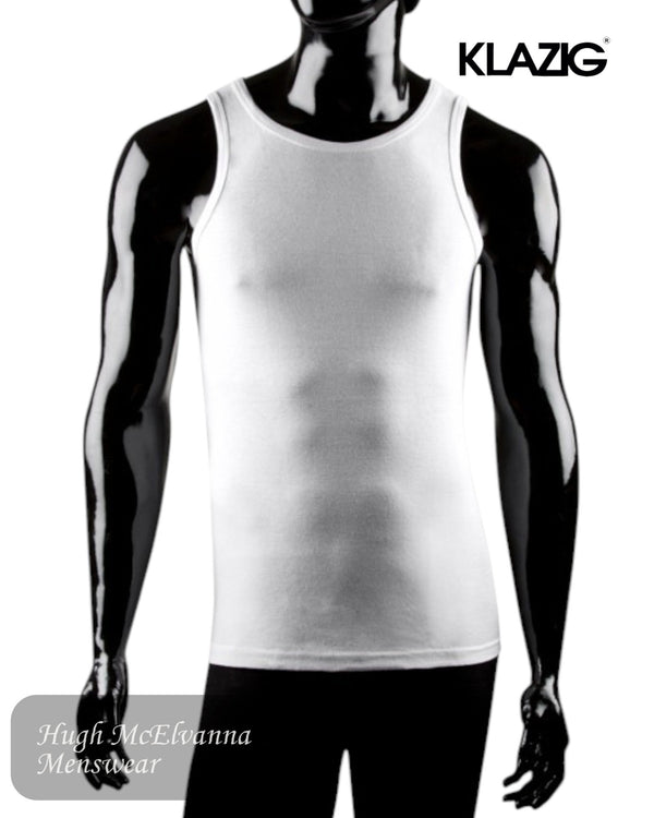Klazig Men’s White Cotton Singlet – 5015 - Hugh McElvanna Menswear