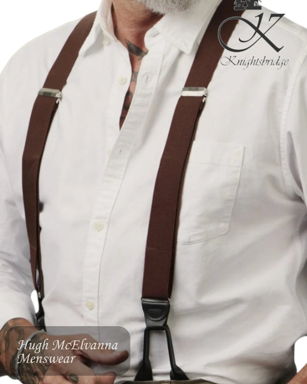 Knightsbridge Brown Leather End Braces - Hugh McElvanna Menswear