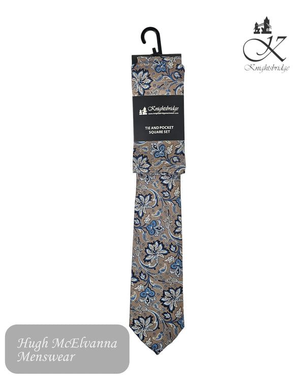 Knightsbridge Fawn Paisley Necktie Set - Hugh McElvanna Menswear