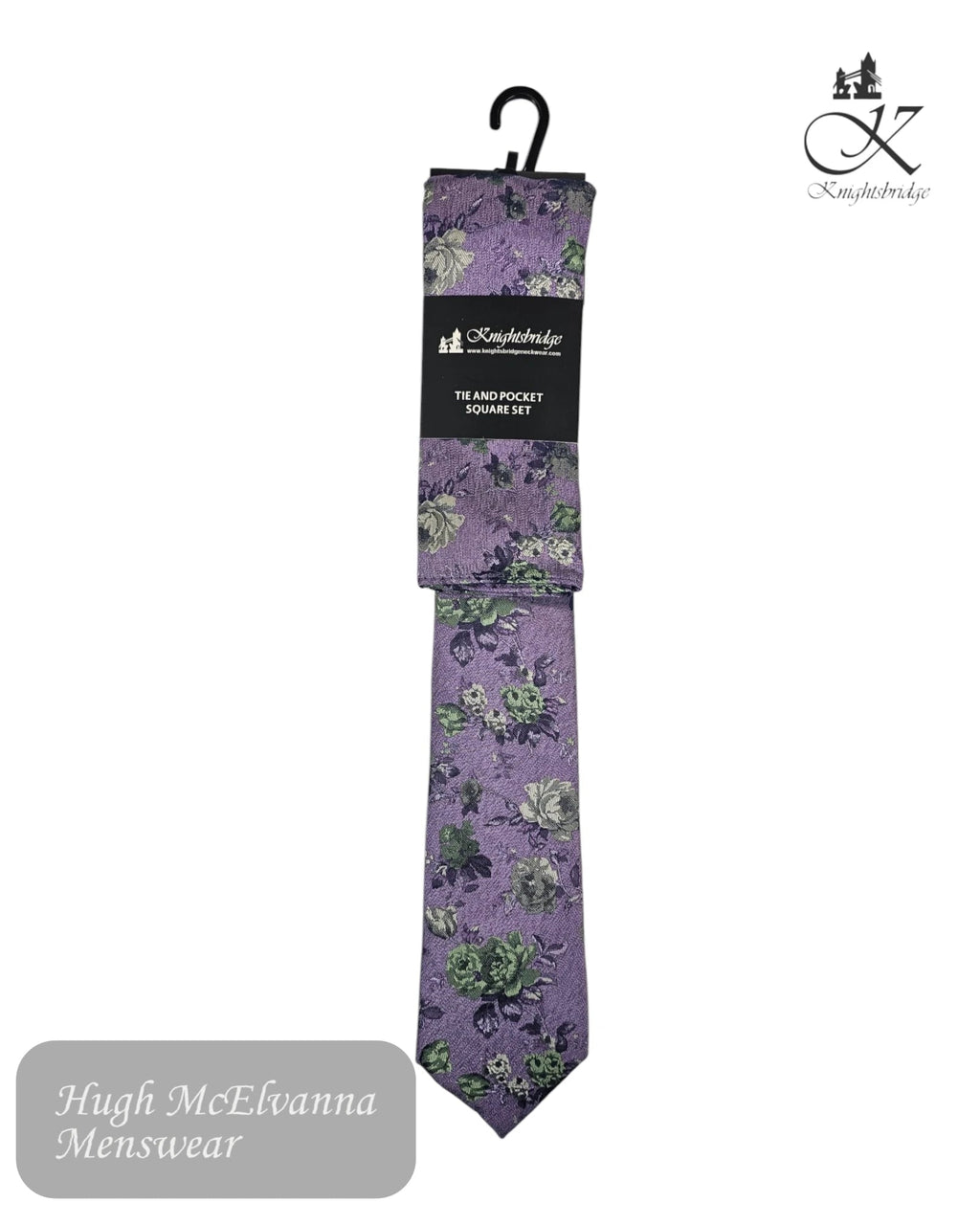 Knightsbridge Floral Wedding Tie and Pocket Square Set - Hugh McElvanna Menswear