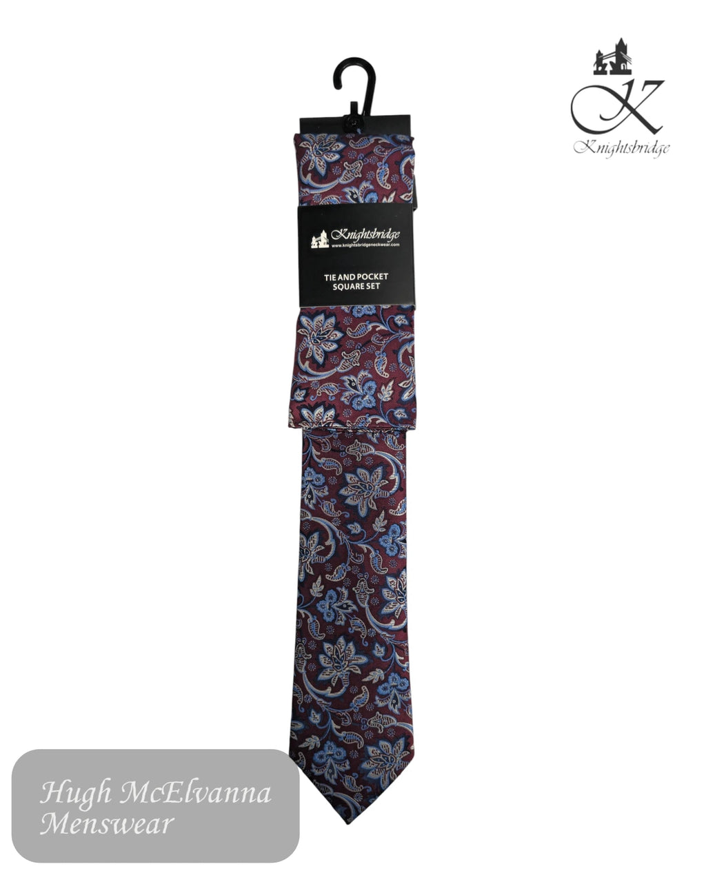 Knightsbridge Paisley Necktie and Pocket Square Set - Hugh McElvanna Menswear