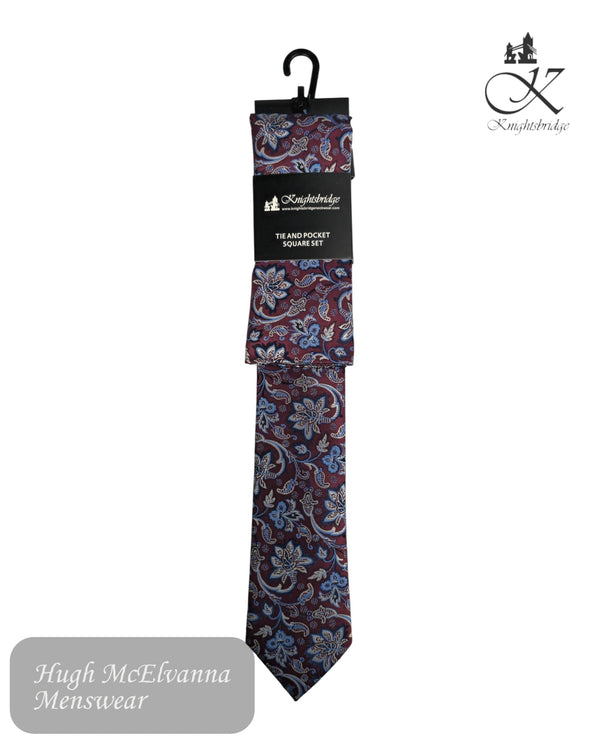Knightsbridge Paisley Necktie and Pocket Square Set - Hugh McElvanna Menswear