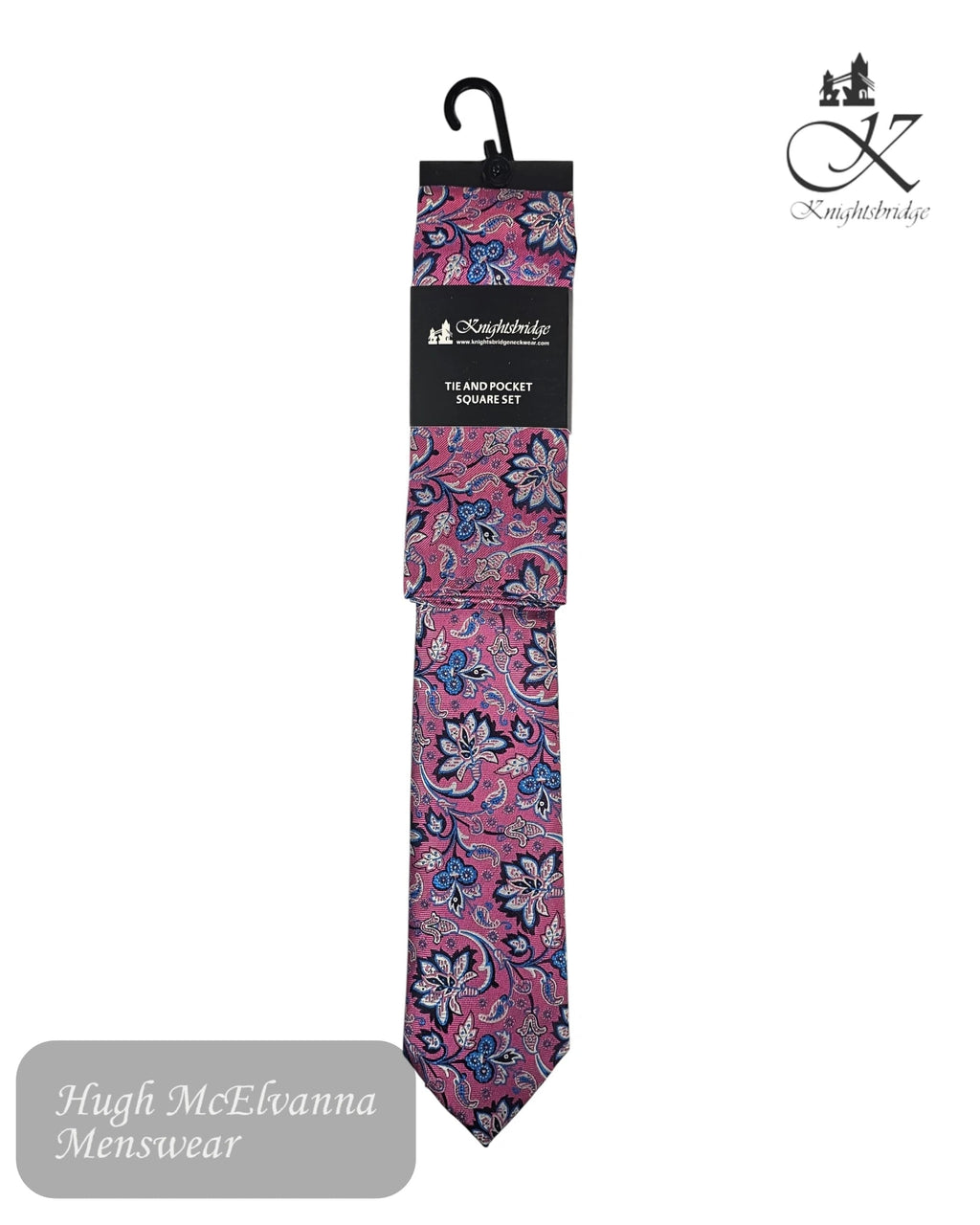 Knightsbridge Pink Paisley Tie Set - KC13442BL - 6 - Hugh McElvanna Menswear