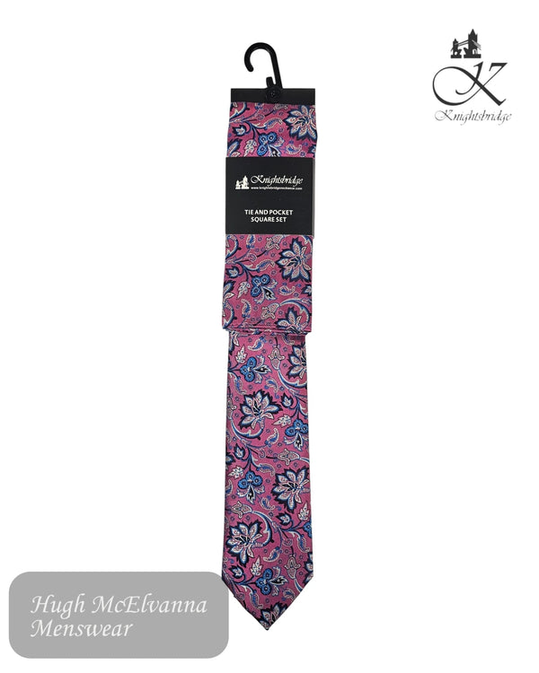 Knightsbridge Pink Paisley Tie Set - KC13442BL - 6 - Hugh McElvanna Menswear