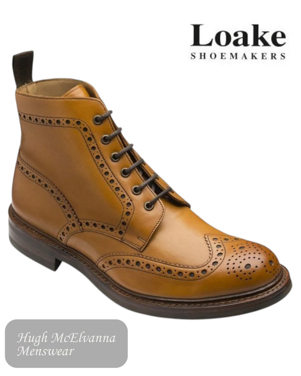 Loake BEDALE Tan Goodyear Welted Brogue Boots - Hugh McElvanna Menswear